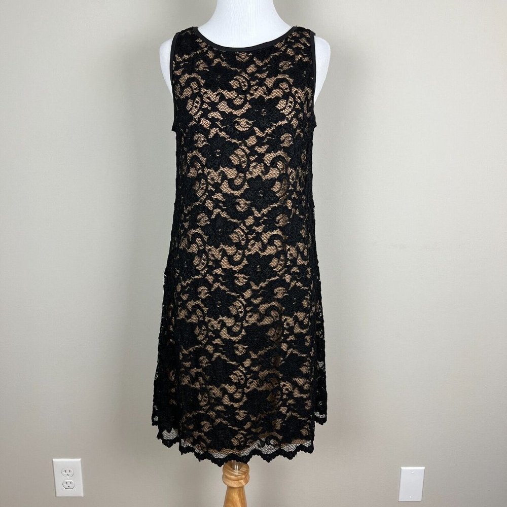 Karen Kane Dress Womens Medium Black Illusion Lace A-Line‎ Mini Cocktail Party